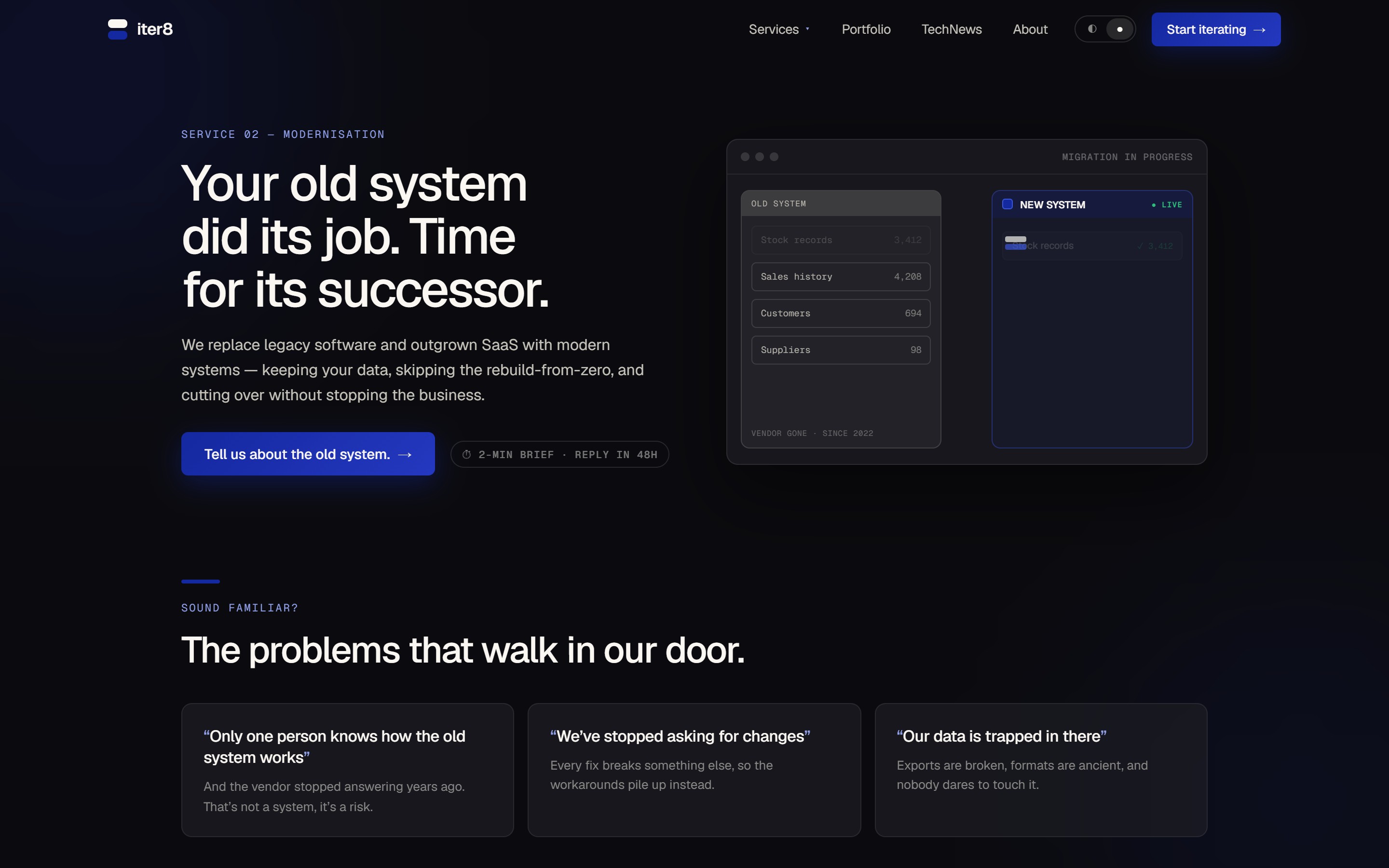 iter8 service page with a live demo